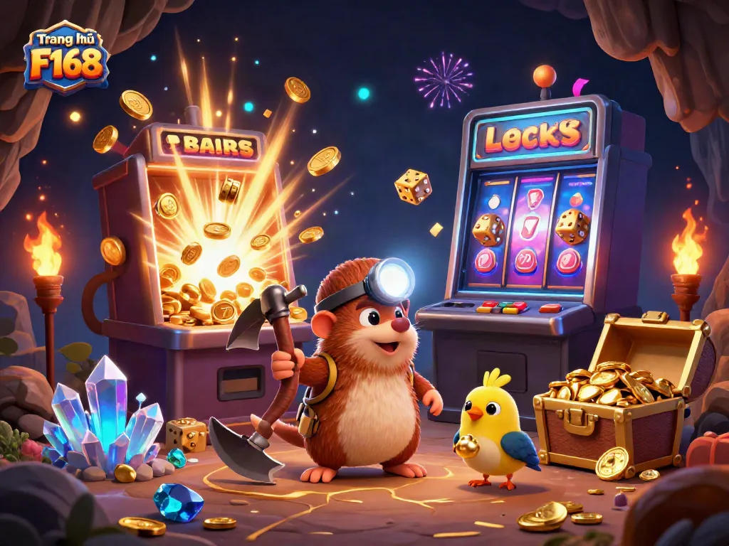 Experience thrilling winnings at Trang chủ F168 with an exciting treasure hunting scene filled with vibrant casino elements.
