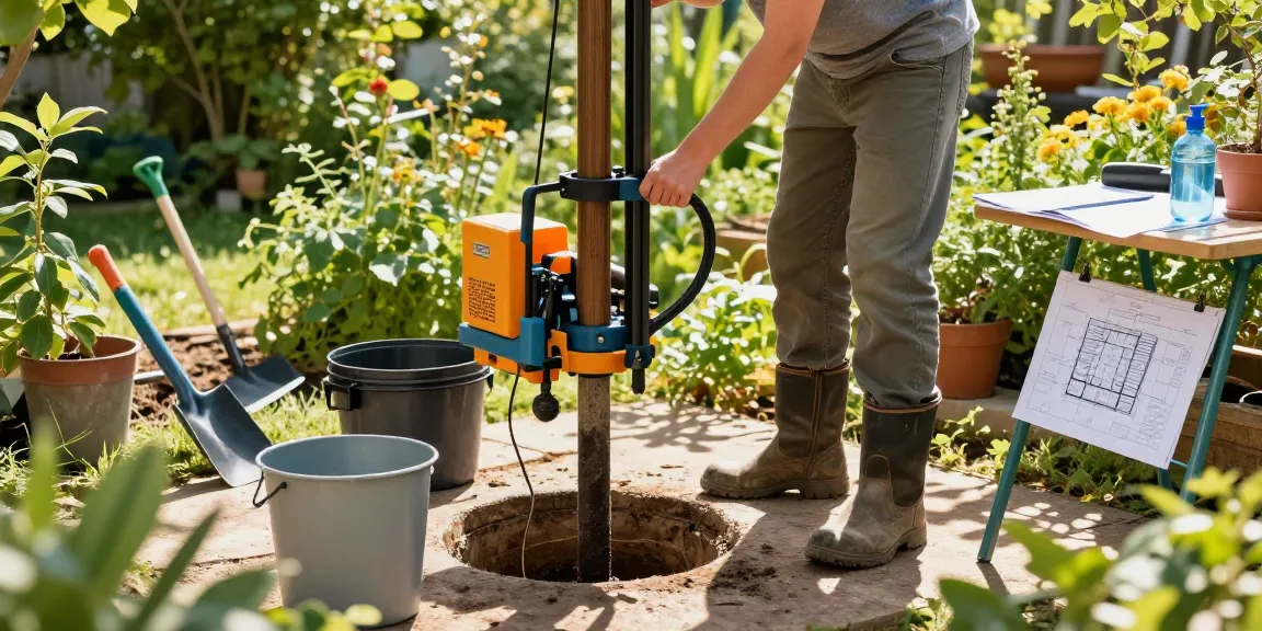 Brunnenbohrer im Einsatz für nachhaltige Wasserentnahme im Garten.
