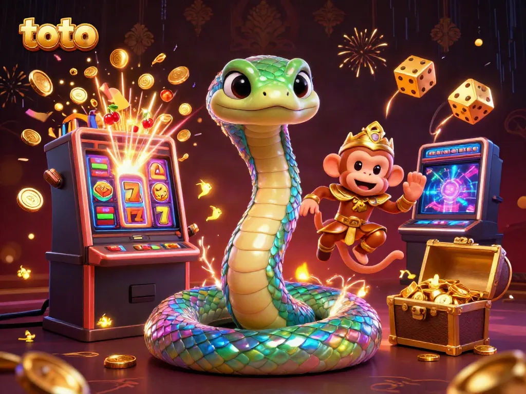 Experience the thrilling jackpot scene with the colorful "toto" elements in this vibrant casino illustration.
