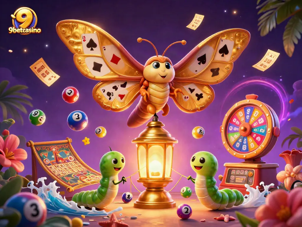 Engage with 9betcasino's vibrant world of lottery and casino games featuring colorful elements.