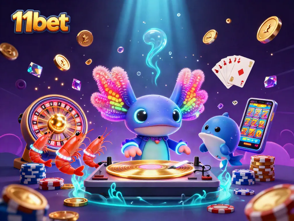 Spin to win with 11bet in this vibrant and dynamic casino scene full of games and fun.