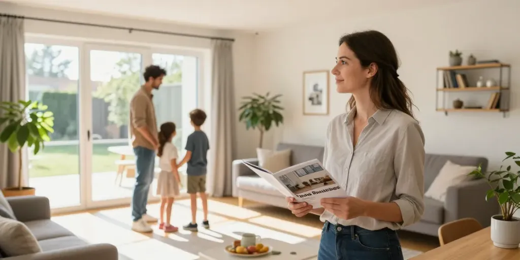 Immobilienmakler Reutlingen präsentiert charmantes Familienhaus in einladendem Wohnzimmer.