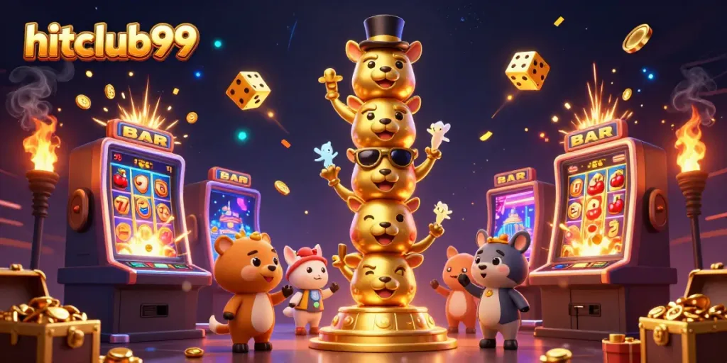 Experience thrilling jackpots at hitclub99 with vibrant 3D casino elements and bright, festive visuals.