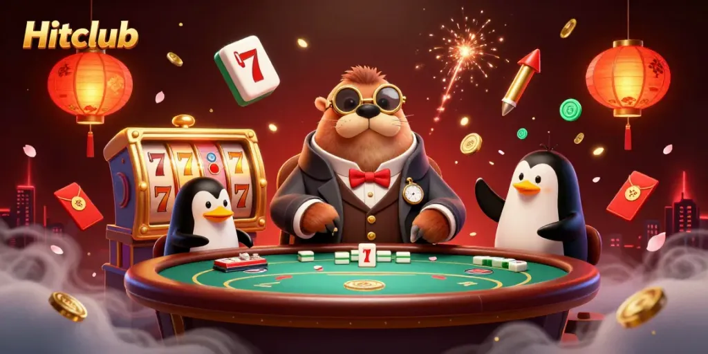 Experience casino excitement with Hitclub featuring characters at a vibrant underwater poker table