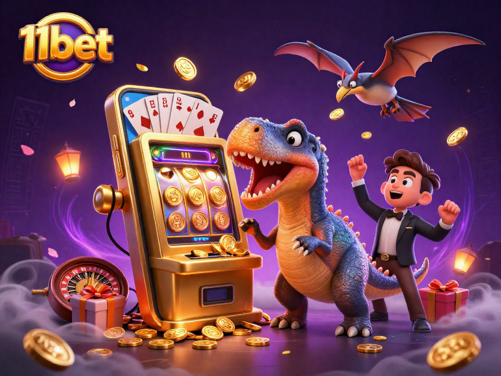 Experience the thrill of 11bet with dynamic casino characters celebrating jackpots and bonuses.