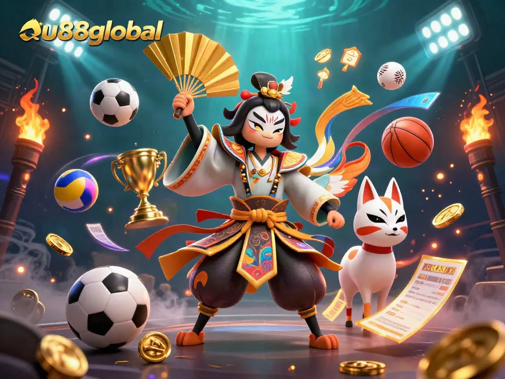 Experience the vibrant world of au88global with dynamic casino-themed characters and sports elements.