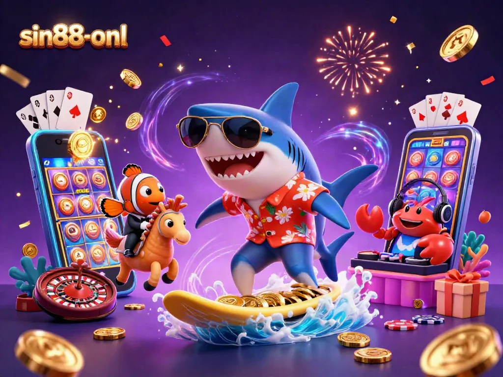 Experience thrills at sin88-onl with colorful gameplay elements and engaging characters in a vibrant casino scene.