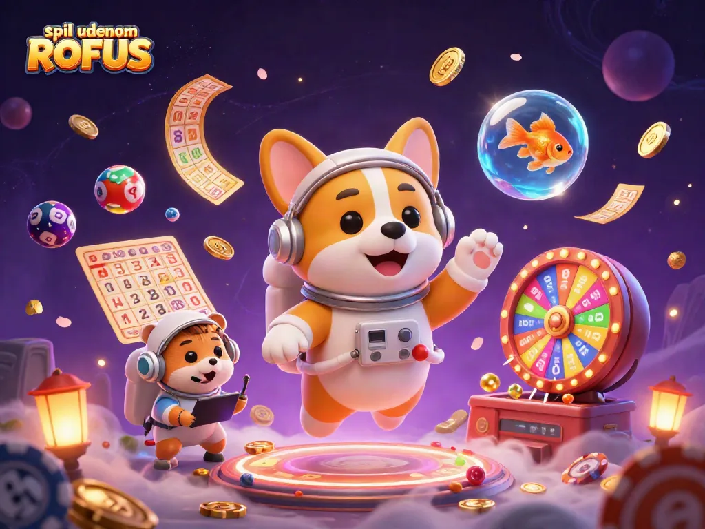 Experience thrilling gaming action with spil uden om ROFUS in a vibrant space station casino scene.