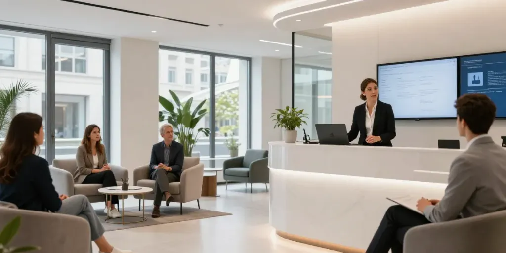 Immobilienmakler München: Professionelles Büro mit moderner Technologie zur Immobilienbewertung.