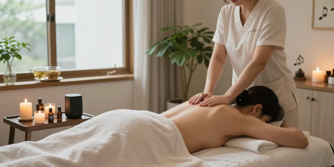 Relaxing 의정부출장마사지 therapy session in a serene spa environment with calming atmosphere.