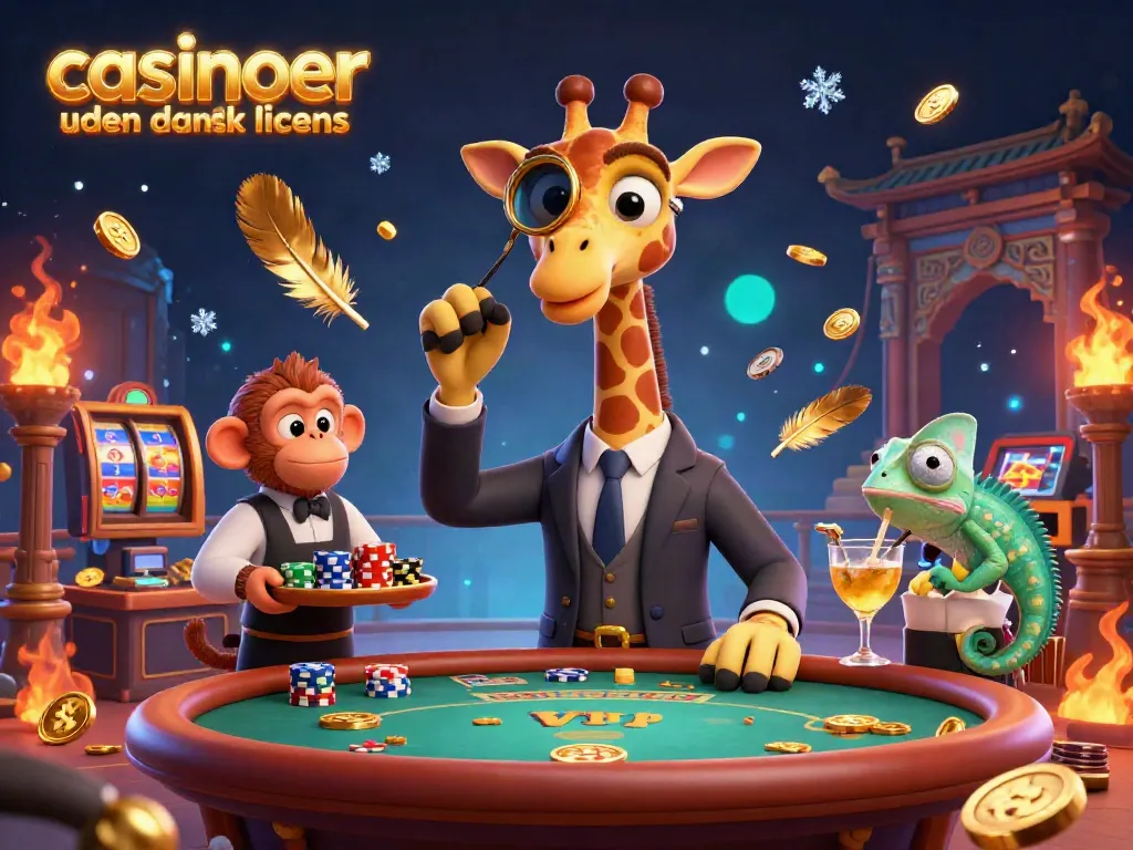 Experience thrilling adventures at casinoer uden dansk licens with high-roller giraffe at a VIP poker table.