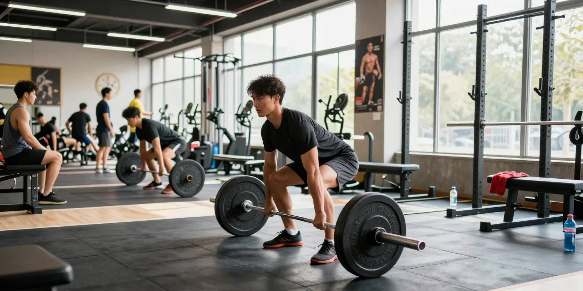 Anabolika Shop: Fitness-Enthusiast bei einem intensiven Workout im modernen Fitnessstudio.